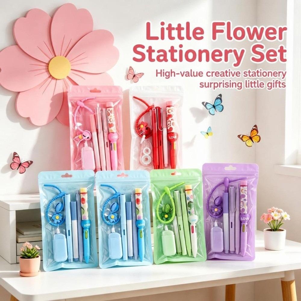 7-in-1 Flower Stationery Set Multi Color Pen Gift Set Kawaii 7 in 1 Pen Set School Supplies