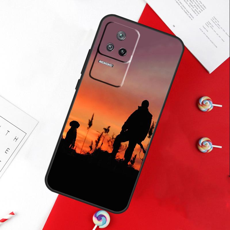 Чехол для телефона Xiaomi 15 Ultra 13 14 11T 12T 13T 14T Pro POCO X7 Pro X3 X5 X6 M6 F5 F6 Pro с рисунком Охотник Мужчина Собака для рыбалки