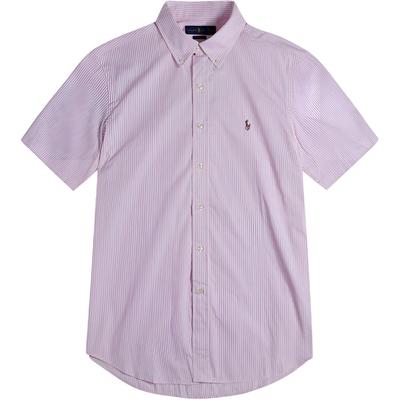 Polo Ss24 Рубашка с коротким рукавом в полоску с вышивкой логотипа Pony Мужские рубашки Розовый 710803061-001