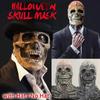 Halloween Full Head Skull Mask Halloween Head Wear A Hat Skull Mask Movable Jaw Creepy Scary Full Head Skeleton Headgear Creepy Biochemical Mask