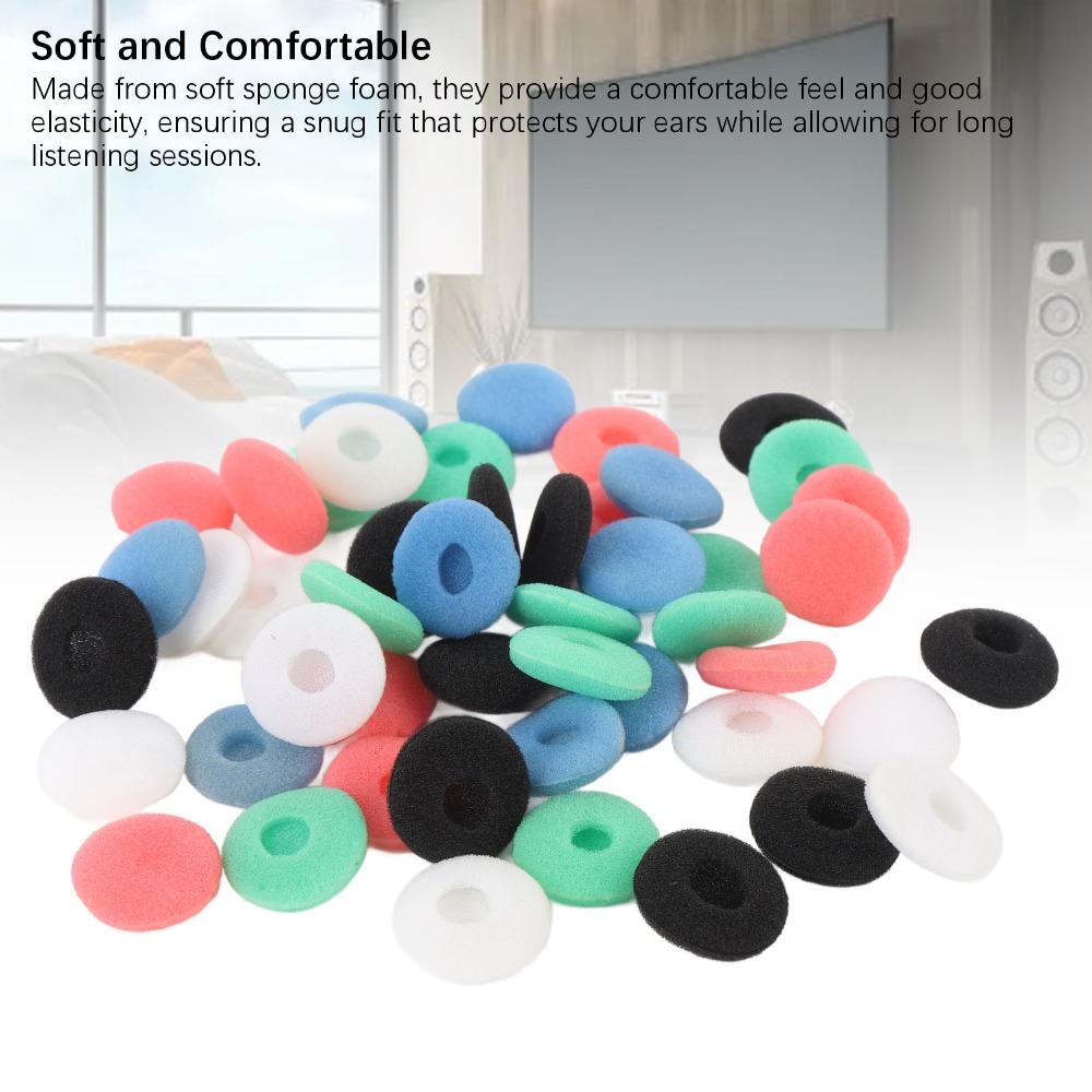 50pcs 15mm Earbud Sponge Cover Soft Foam Black White Red Blue Green Noise Isolation Sponge Earpad Ear Bud Pad MP4 Player