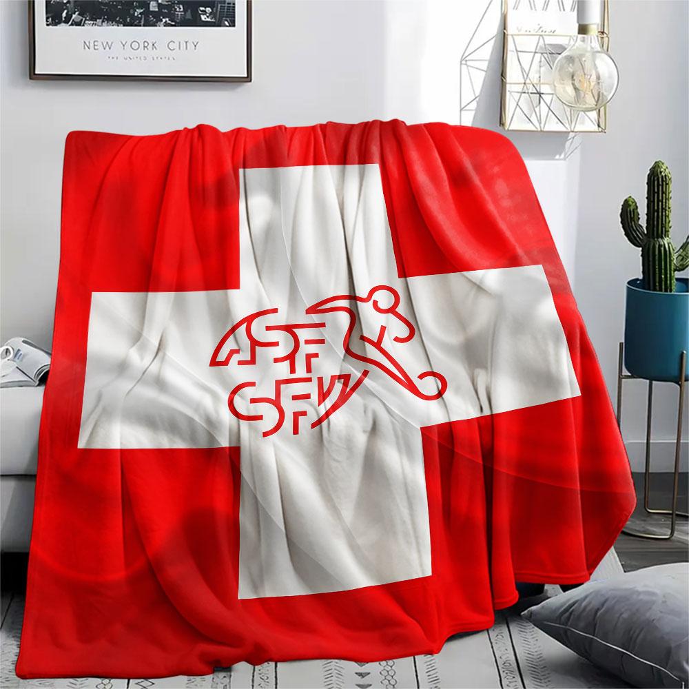 Switzerland national football Printed Flannel Blanket, soft throw for bedroom sofa, washable,soccer fan merchandise, great gift.