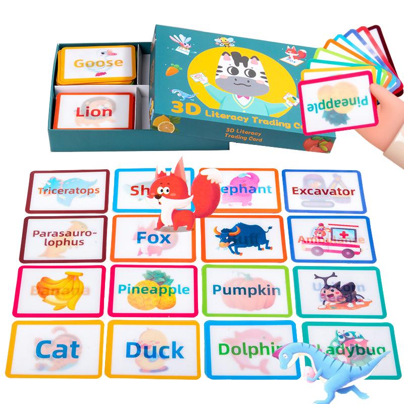 3D Words Flash Cards Montessori Toys Visual Change Sight Words Cognitive Games Kindergarten Learning English Words Toddlers Toys