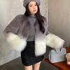 Женская мода градиент цвета искусственного меха пальто осень зима элегантная теплая верхняя одежда женские куртки из искусственного меха
