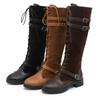 Boots Rome Style Knee High Boots Square Heel Zipper Short Plush Winter Female Shoes Size Botas Mujer Ghn789