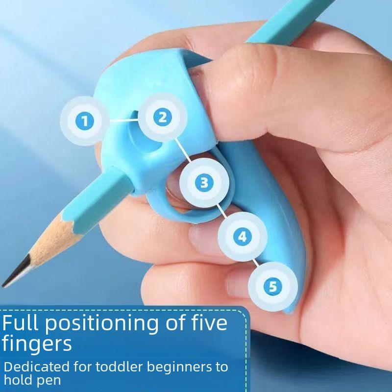 Детская силиконовая подставка для ручек: Корректор осанки при письме пятью пальцами для начинающих в детском саду, портативный пенал