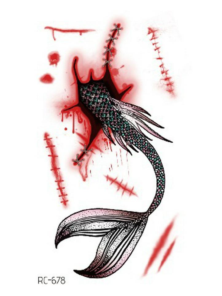 Водонепроницаемые временные татуировки на Хэллоуин: Кровавая рана шрам ужас наклейки