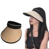 Foldable Sunscreen Hat, Black Glue Empty Top Hat, Straw Woven Sunshade Fashionable Hat
