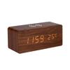 Digital Wooden Alarm Clock Electronic LED Time Display for Bedroom 10W Wireless Charging 3 Alarm