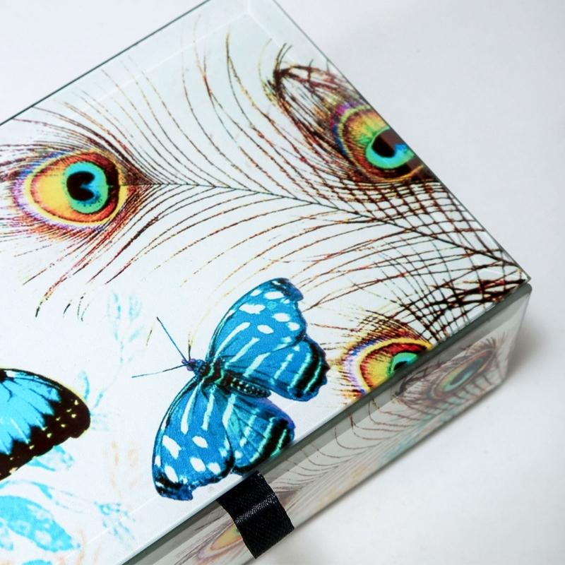 Элегантный painted glass шкатулка для украшений Уникальный стеклянный сундук для украшений Просторный контейнер с картинами для серег браслетов