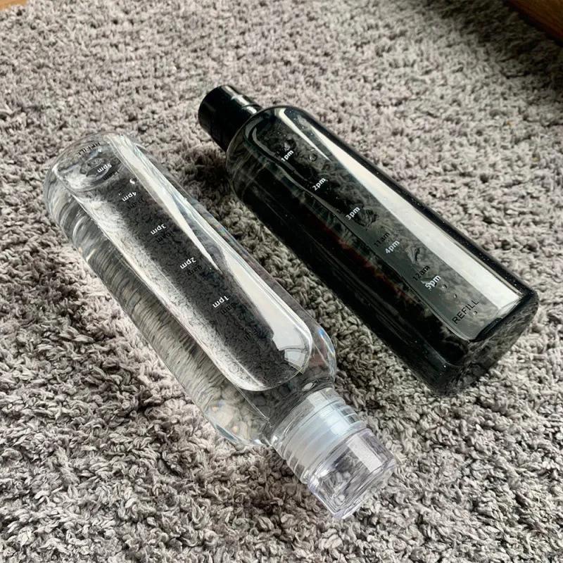 Ins 750/500 мл Большая емкость бутылки для воды с маркером времени Крышка для воды Напитки Прозрачный сок Простая чашка Подарок на день рождения