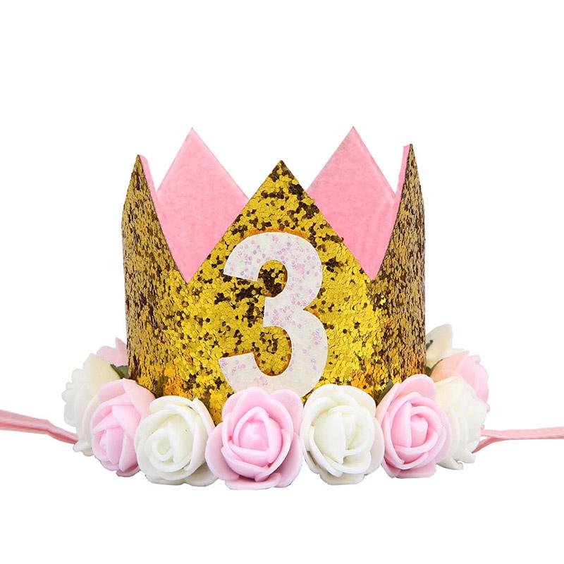Головной убор на день рождения шляпа корона детский номер фото цветок вечеринка 1 шт день рождения ребенок корона выступление повязка на голову повязка на голову аксессуары
