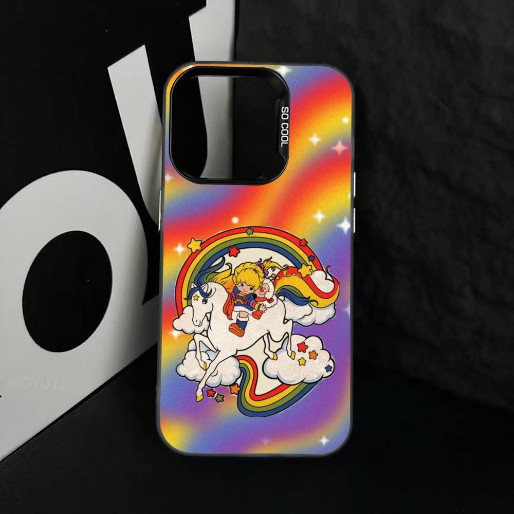 Cute Retro Rainbow Pony Phone Case For iPhone 17,16,15,14,13,12,11 Plus,Pro Max,XS,Colored Silver Plated Inside Cover