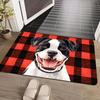 1pc 8mm Thick Minimalist Plaid Dog Design Floor Mat - Machine Washable, Polyester, Rectangular Mat for Entryway, Bathroom, Kitch