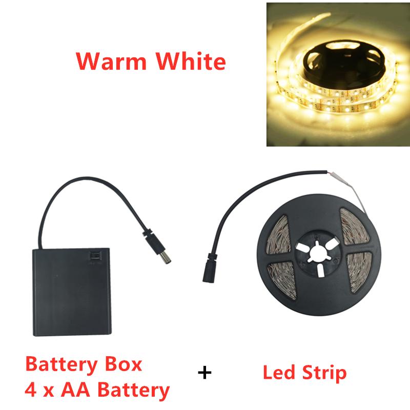 Battery 5V USB LED Strip 2835 DC LED Light Flexible 50CM 1M 2M 3M 5M white warm Waterproof TV Background Lighting Night light