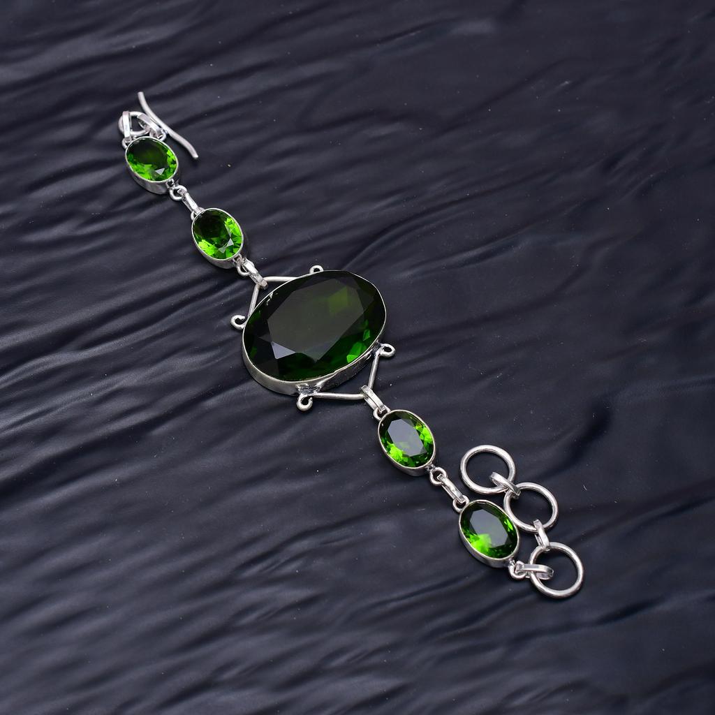 Peridot Gemstone : 925 Sterling Silver Handmade Multi Gemstone Bracelet Jewelry