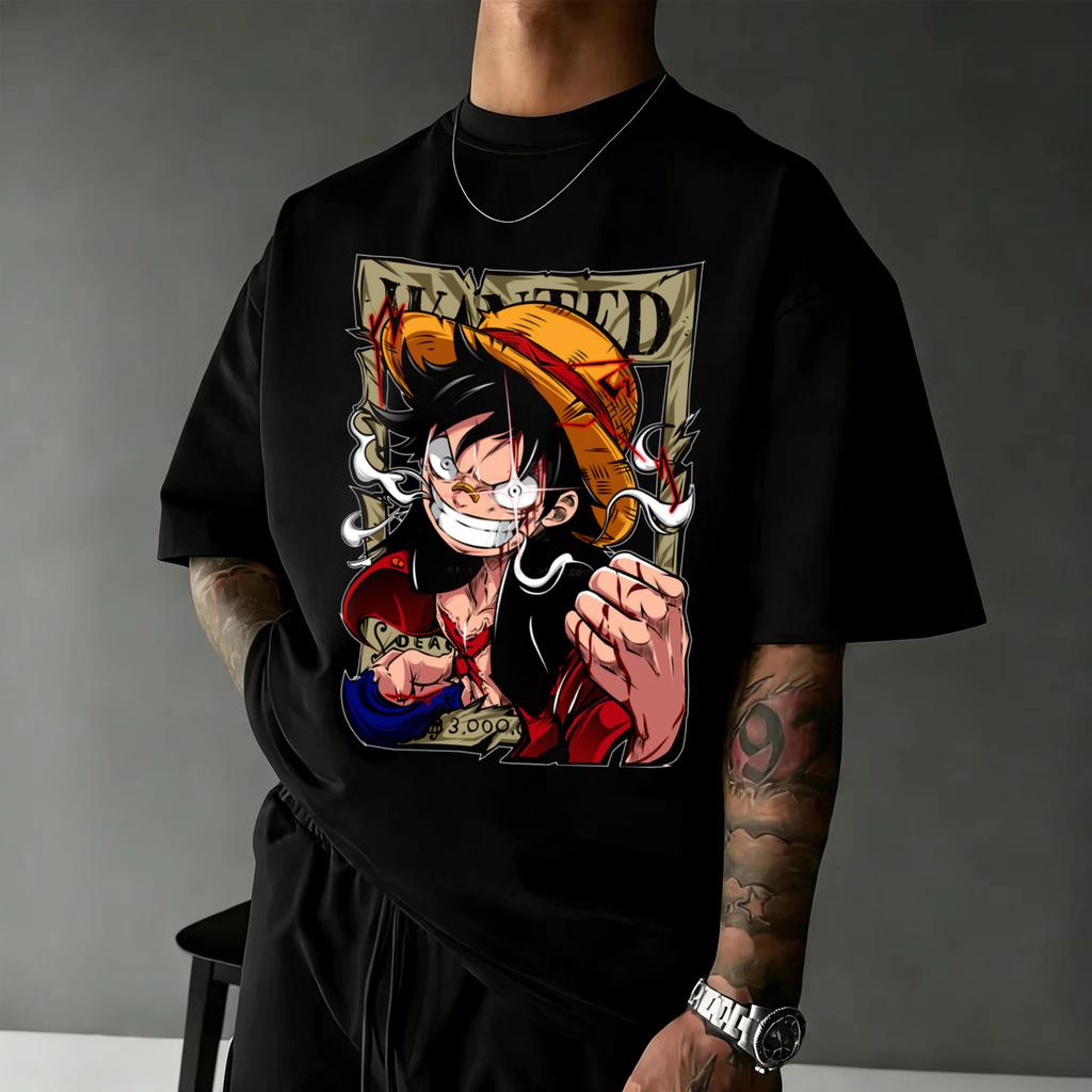 Аниме Футболка One Piece Унисекс Хлопок Короткий Рукав Топы 2026 Лето Луффи Зоро Санджи Графический Принт Уличная Повседневная Y2k