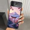 Японская вишня Гора Фудзи Жесткий ПК Чехол для телефона Для Samsung Galaxy Z Flip 7 6 5 4 3 Черный ZFlip7 ZFlip6 Flip5 Flip4 Flip3 5G Печать