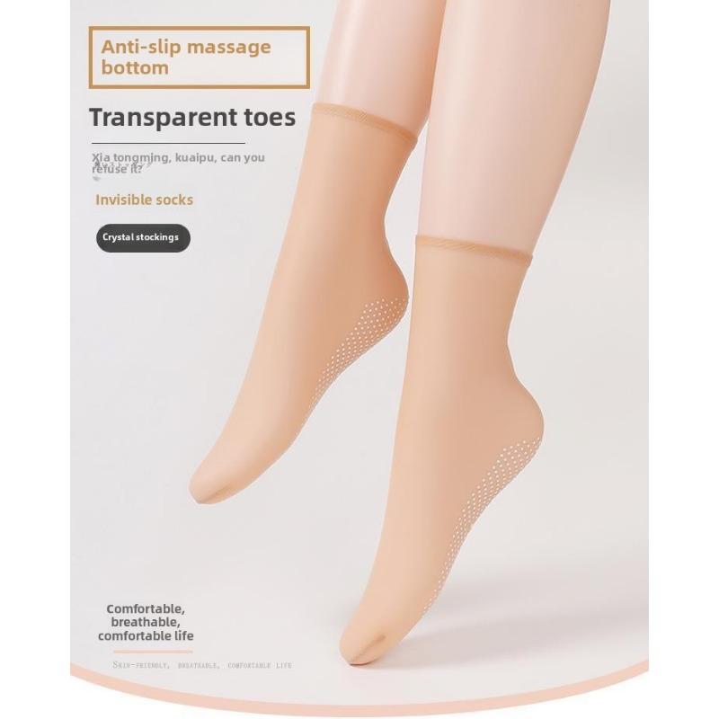 5 Pairs of Women's Summer Thin Soles Non Slip Silicone Short Wear Resistant Breathable Point Glue Socks