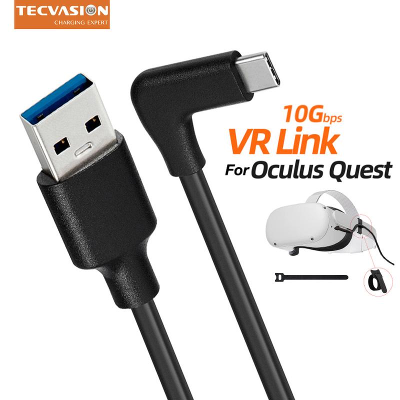 USB3.2 Gen 2 Cable 10Gbps USB A to USB C 3A Fast Charging Elbow 1m 2m 3m for Oculus Quest 1/2 VR Link Type C Cable Camera Line