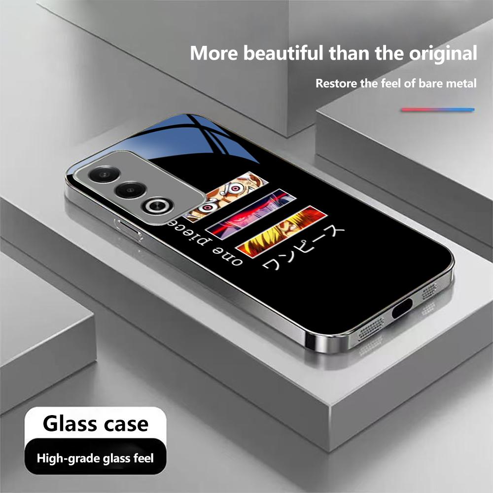 N198 Новый стильный чехол для телефона One Piece Luffy Anime для iPhone 16 15 Pro Max 8 Samsung S24 S23 A54 A35 Redmi Note 13 Pro Покрытая рамка Закаленное стекло Чехол