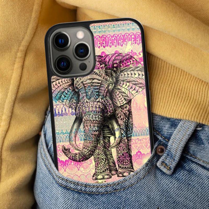 Totem Aztec Elephant Soft Phone Case for iPhone 17 Air 16e Pro max 15 Pro 13 14 Plus 11 12 MagSafe Magnetic Coque