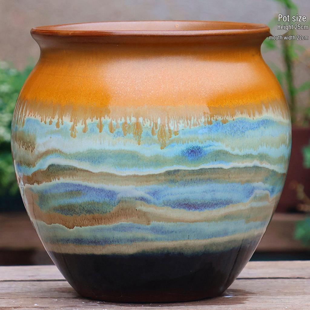 Extra Large Ceramic Pottery Flower Pot for Indoor Green Plants, Coarse Pot Ideal for Monstera and Other Large Plants