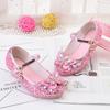 Модные детские туфли принцессы с блестками и стразами для девочек на высоком каблуке, кожаные туфли для вечеринки, свадьбы, детские универсальные одинарные туфли