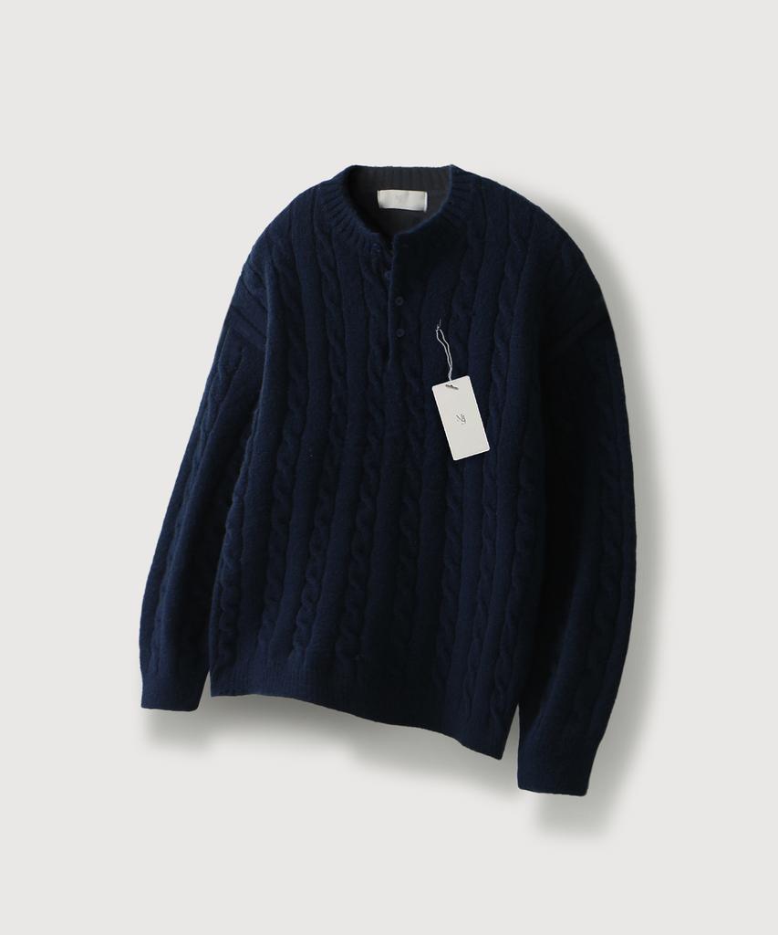 MOOD INSIDE Cable Knit Henley Neck Knit_4 Colors