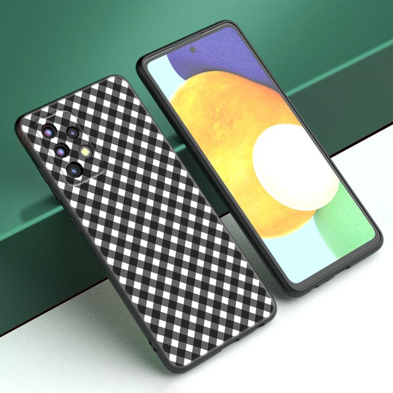 Черный белый клетчатый чехол Zebra для Samsung A04 A21 A30 A50 A52 S A13 A14 A22 A23 A32 A53 A73 5G A11 A12 A31 A33 A51 A70 A71 A72