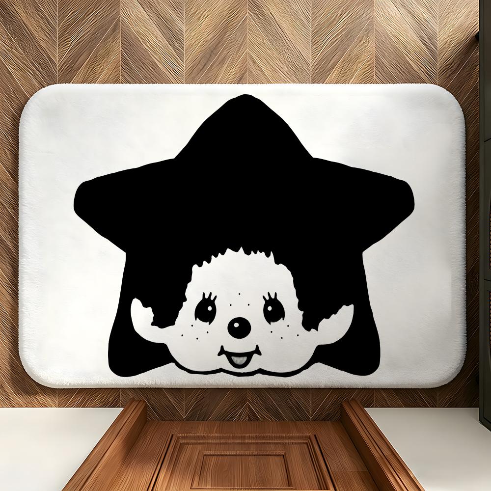 Toy M-Monchhichi Floor Mat Soft Flannel Floor Mat Suitable for Entryways, Living Rooms, Bedrooms, and Bathrooms