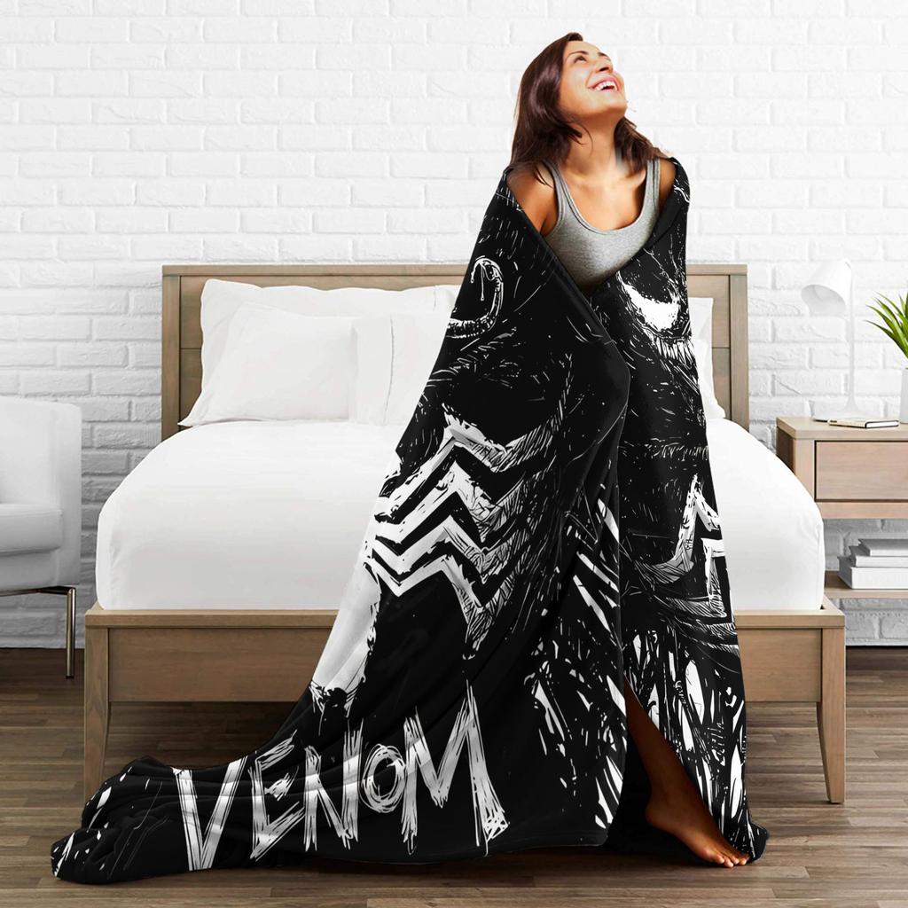 Venom cartoon Blanket  Travel Office Flannel Throw Blanket For Couch Chair Sofa Bed Soft Design Quality Bedspread Gift