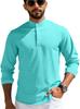 Men's Waffle Knit Stand Collar Half Sleeve Polo Shirt, Loose Fit Casual Business Button Placket Polo Top