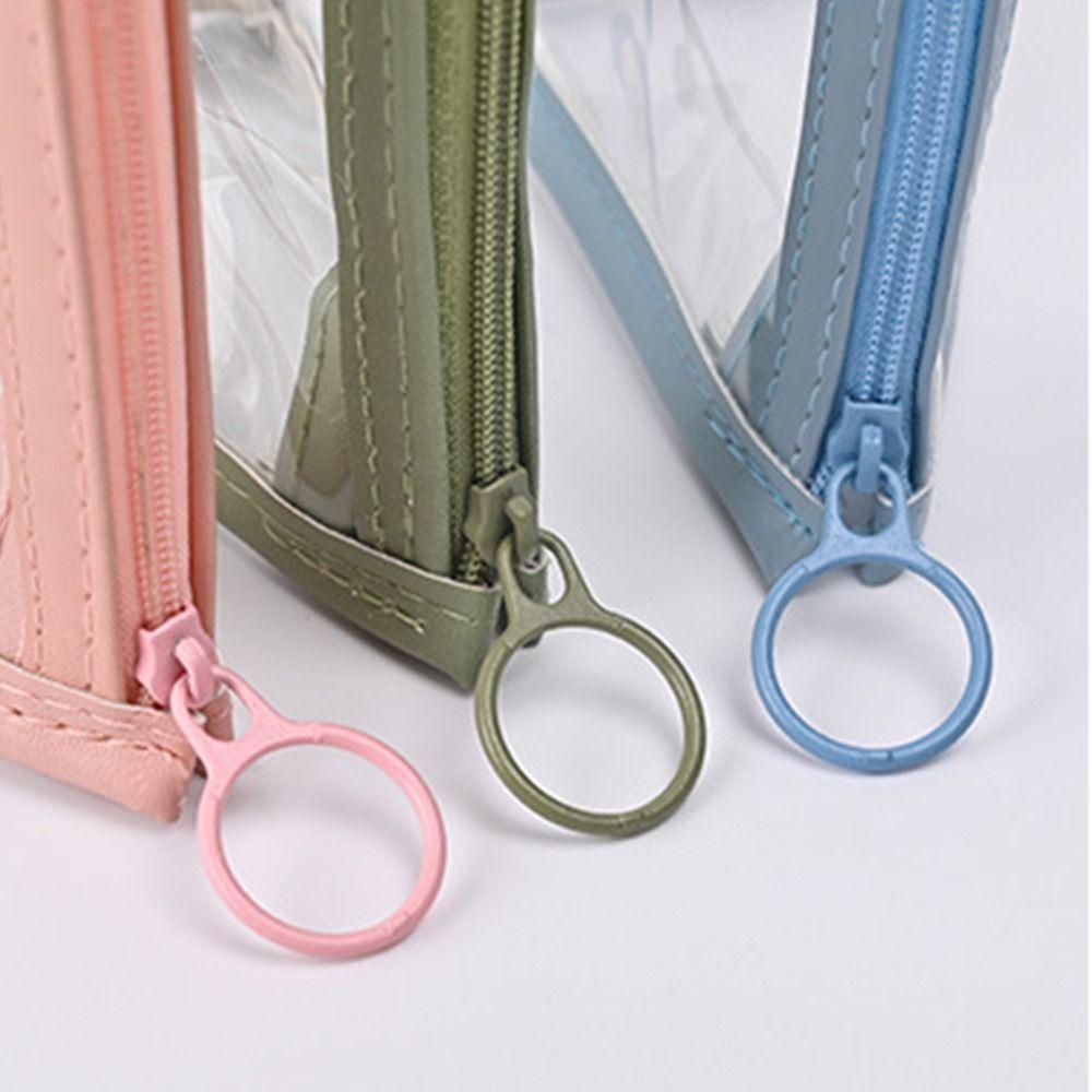 With Zipper Pencil Bag PVC Storage Bag Office School Supplies Triangular Pencil Case Student