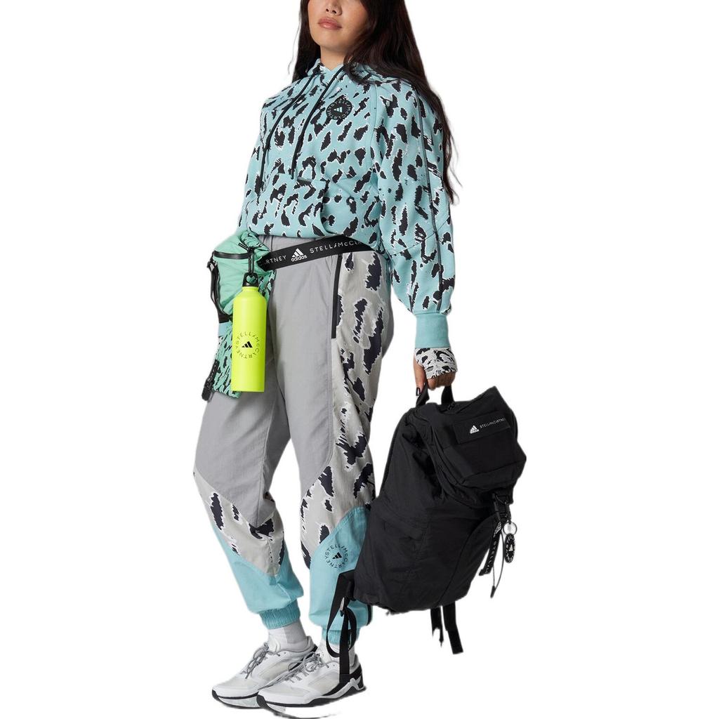 Adidas X Stella McCartney Printed Hooded Sweatshirt Women Hoodies Aqua-Green HA8909