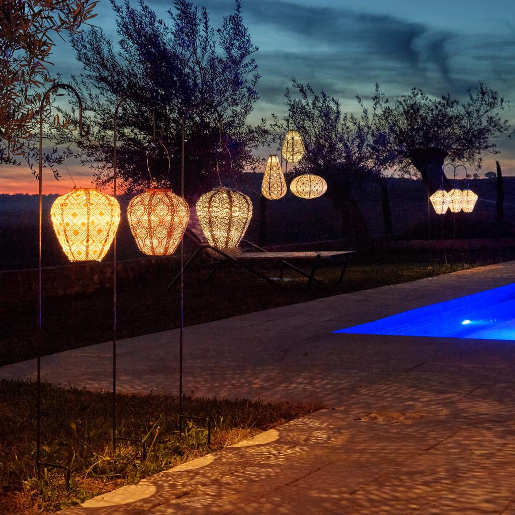 Solar Lantern Oval 40 Grey Blue