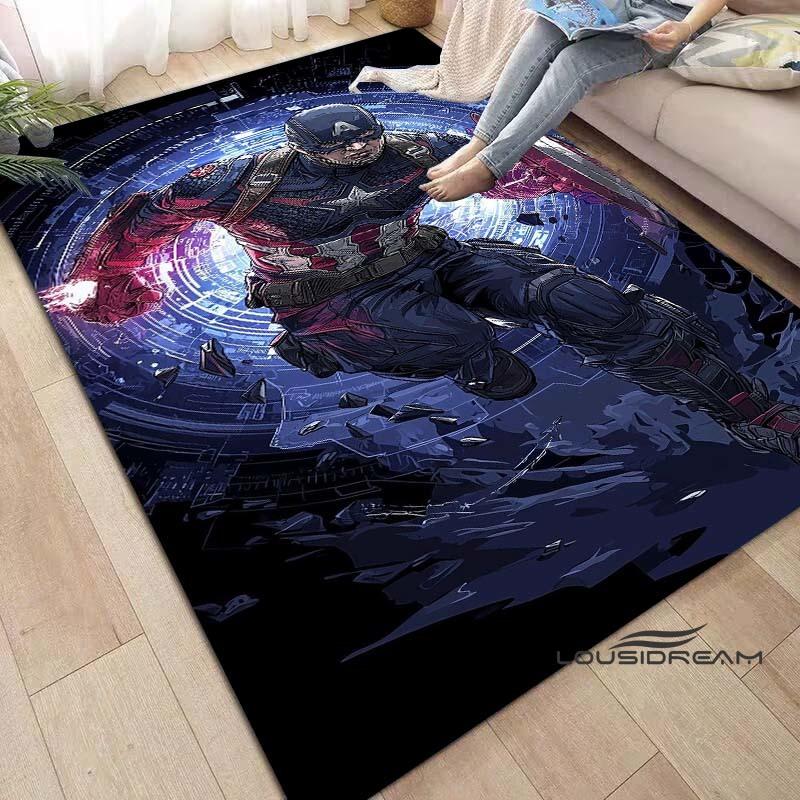 Captain America Cartoon-Themed Rug — Living Room Home Décor, Bedroom, Sofa & Doormat Accent, Children's Rug, Non-Slip Mat