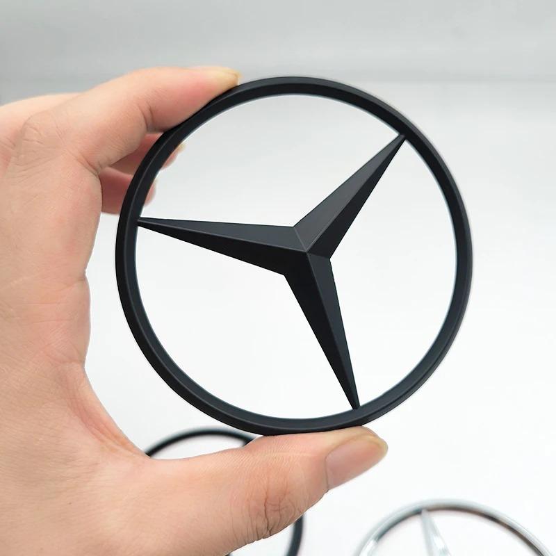 90mm ABS Chrome Black Logo Mercedes Emblem Rear Star Badge For Mercedes Benz W203 W206 W212 X253 W167 W166 W247 C E GLA GLC GLE