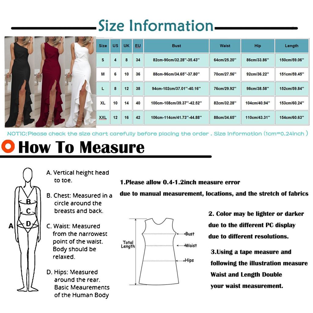 Women One Shoulder Split Ruched Ruffle Formal Evening Dress Slim Maxi Dresses