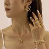Accessories Fashion Metal Hollow Diamond Flower Necklace Earrings Temperament Elegant Bracelet Ring Set