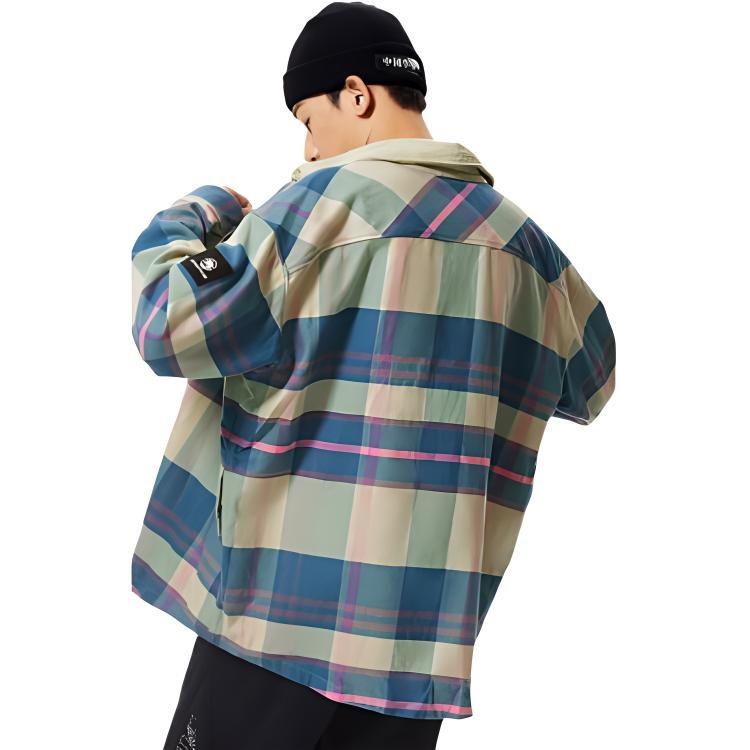 Li-Ning BADFIVE Sports Basketball Series Plaid Loose Fleece Lined Shirt 'Green Blue' Men's ASHS005-3