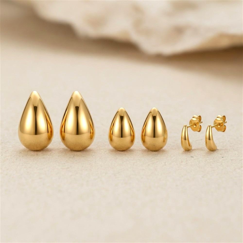 Серьги-капли из нержавеющей стали, винтажные, массивные, 10-31 мм, для женщин, с золотым покрытием, толстые, statement, свадебные украшения, подарки