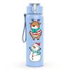1PC Gingerbread Man Xmas Print 750ml Color Plastic Sports Water Bottle Leakproof Flip Straw Lid Suitable for Sports Office Home Use
