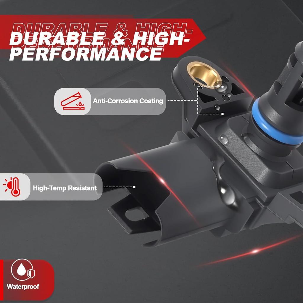 MAP Sensor Manifold Absolute Pressure 13627560063 13627585492 for BMW 2007-2016 335i X5 535i L6 3.0L, 2011-2015 550i 750Li V8 4.4L & 760Li V12 6.0L