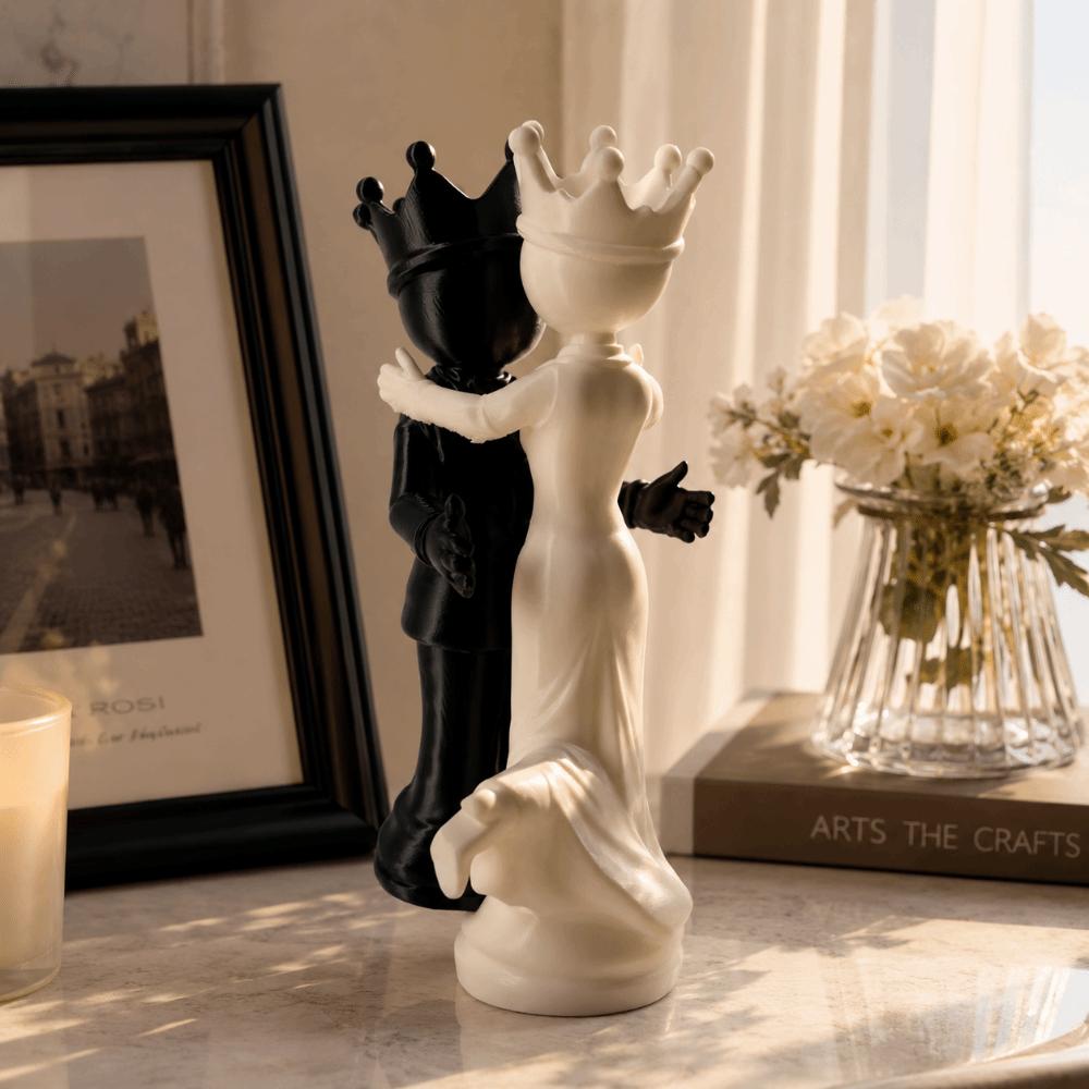 2pcs 3D Printed Desktop Ornaments Sculpture Queen King Statue Funny Persons Figurine Office