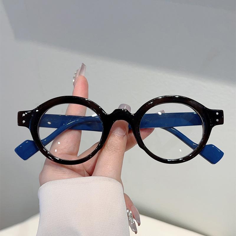 Internet celebrity high-end rice nail fashion anti-blue glasses can be equipped with degree retro wind round frame flat mirror
