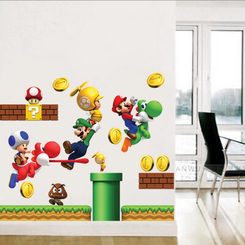Съемная настенная наклейка Super Mario - Креативный мультяшный декор для спальни/дивана/детской комнаты