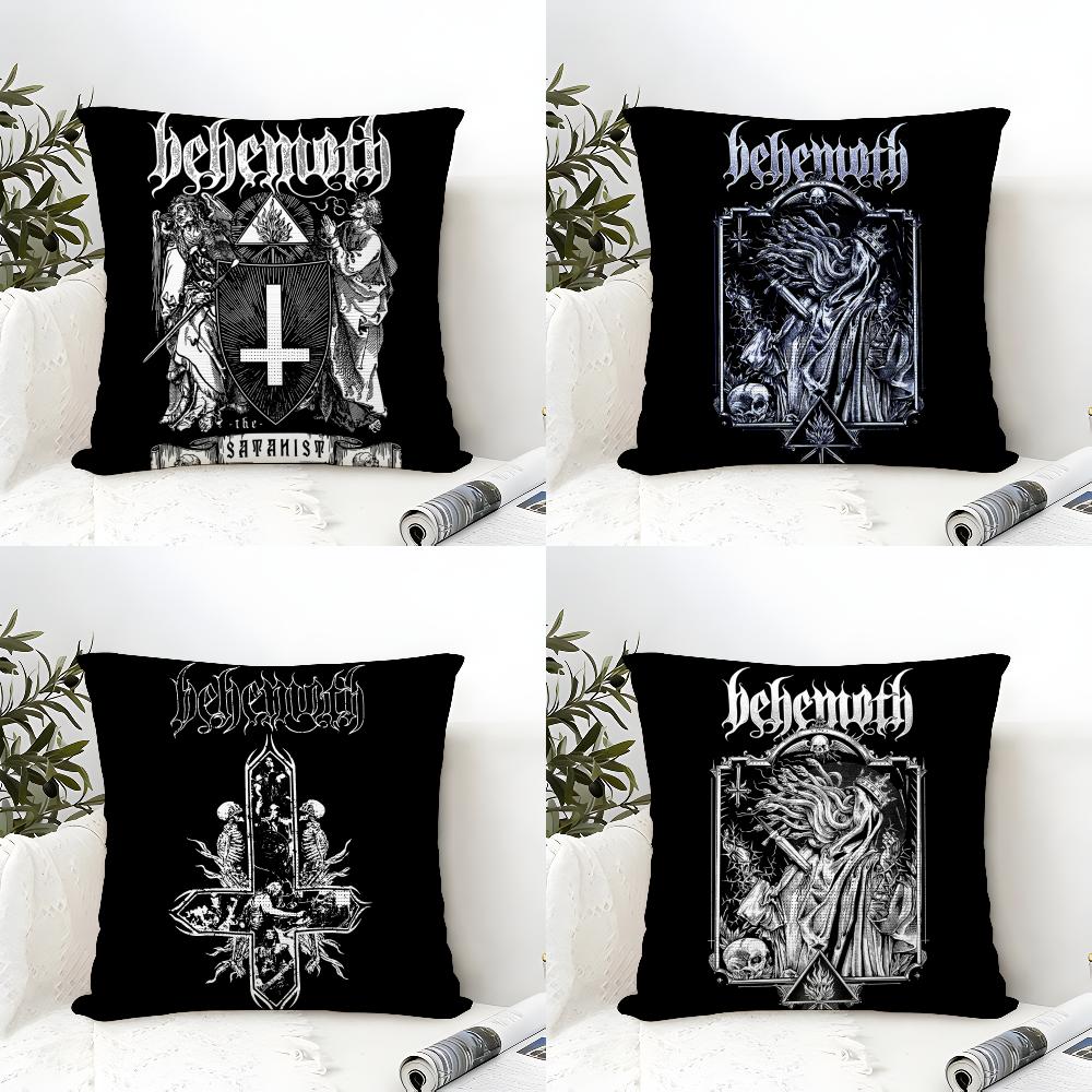 Черная Металлическая Группа Behemoth Наволочка Хлопчатобумажная Льняная Ткань Квадратная Наволочка на Молнии Домашний Декор Гостиная