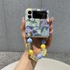 Милый чехол для телефона с изображением улыбки и цветка для Samsung Galaxy Z Flip 3 4 5g, задняя крышка с портативным 3D браслетом с пчелиной бабочкой