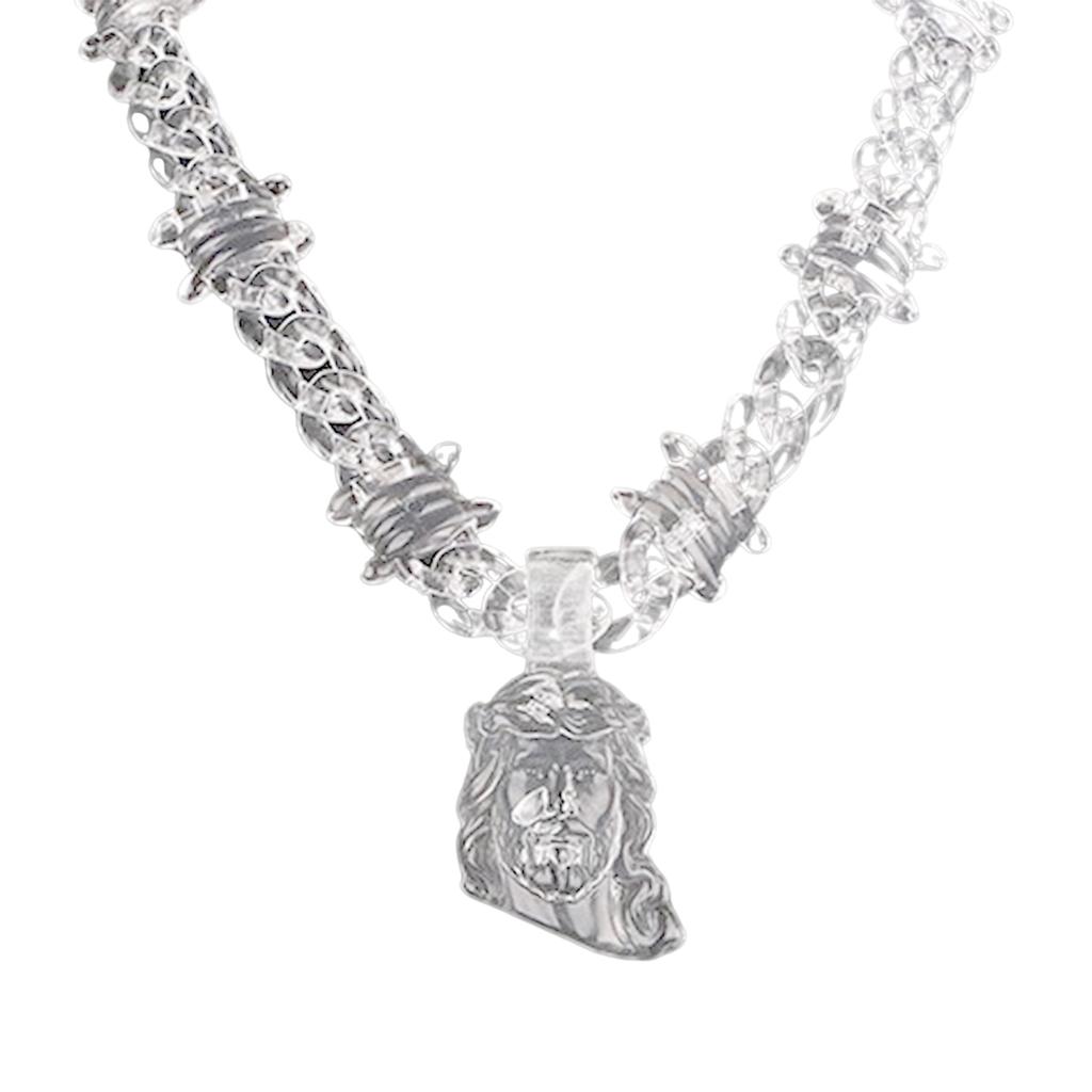 Hiphop Acrylic Pendant Necklace Fashion Neck Jewelry Statement Spike Chain Jewelry Suitable for Men and Women Present